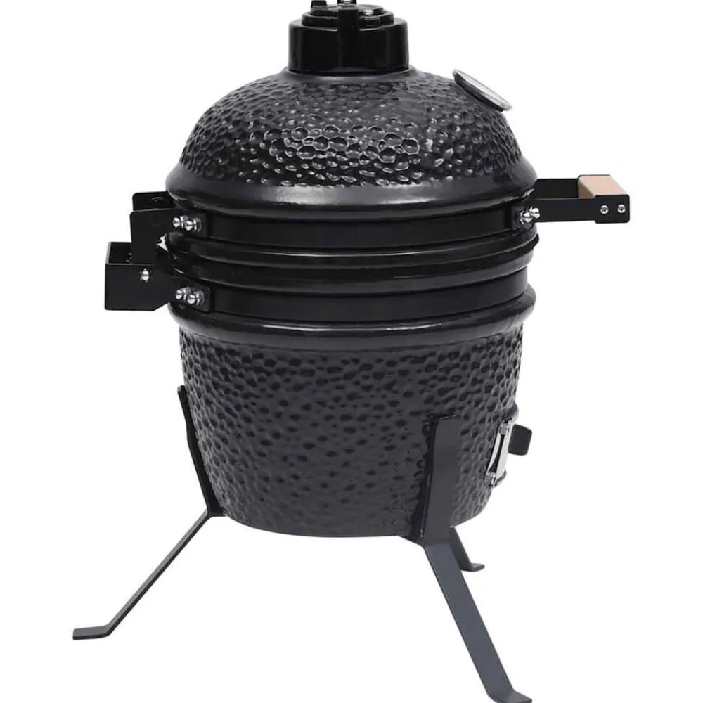 vidaXL Barbacoa 2 en 1 ahumadora Kamado de cerámica 56 cm Negro Sale