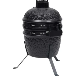 vidaXL Barbacoa 2 en 1 ahumadora Kamado de cerámica 56 cm Negro Sale