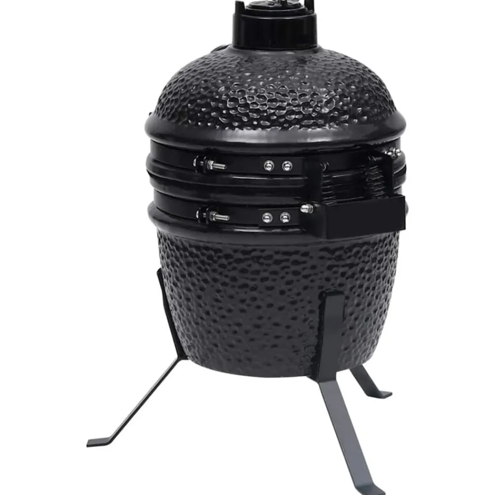 vidaXL Barbacoa 2 en 1 ahumadora Kamado de cerámica 56 cm Negro Sale