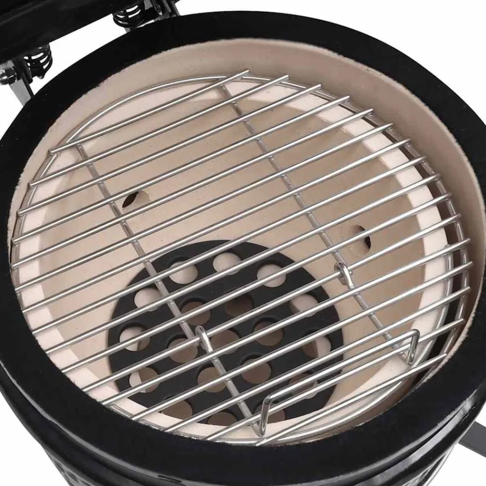 vidaXL Barbacoa 2 en 1 ahumadora Kamado de cerámica 56 cm Negro Sale