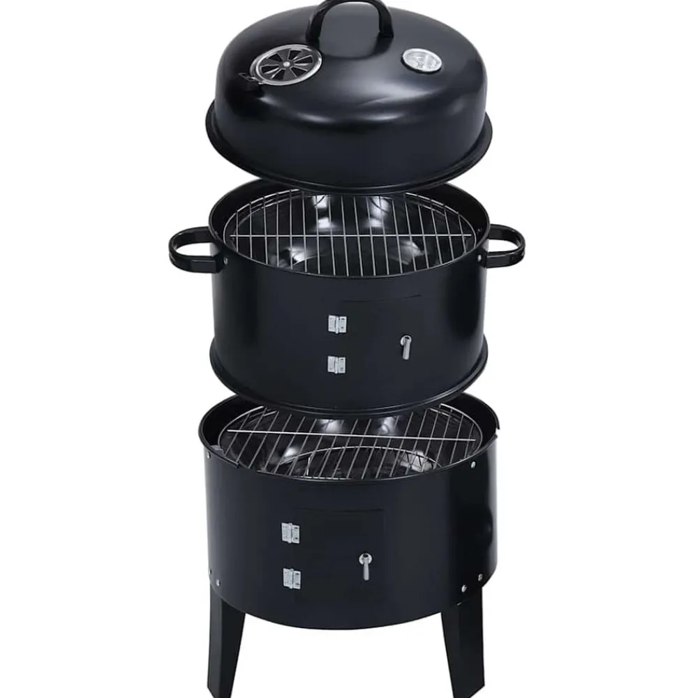 vidaXL Cocina Y Comedor-Barbacoa ahumador de carbón 3 en 1 40x80 cm