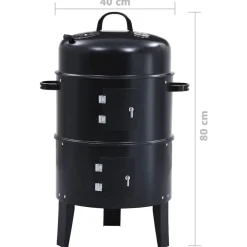 vidaXL Cocina Y Comedor-Barbacoa ahumador de carbón 3 en 1 40x80 cm