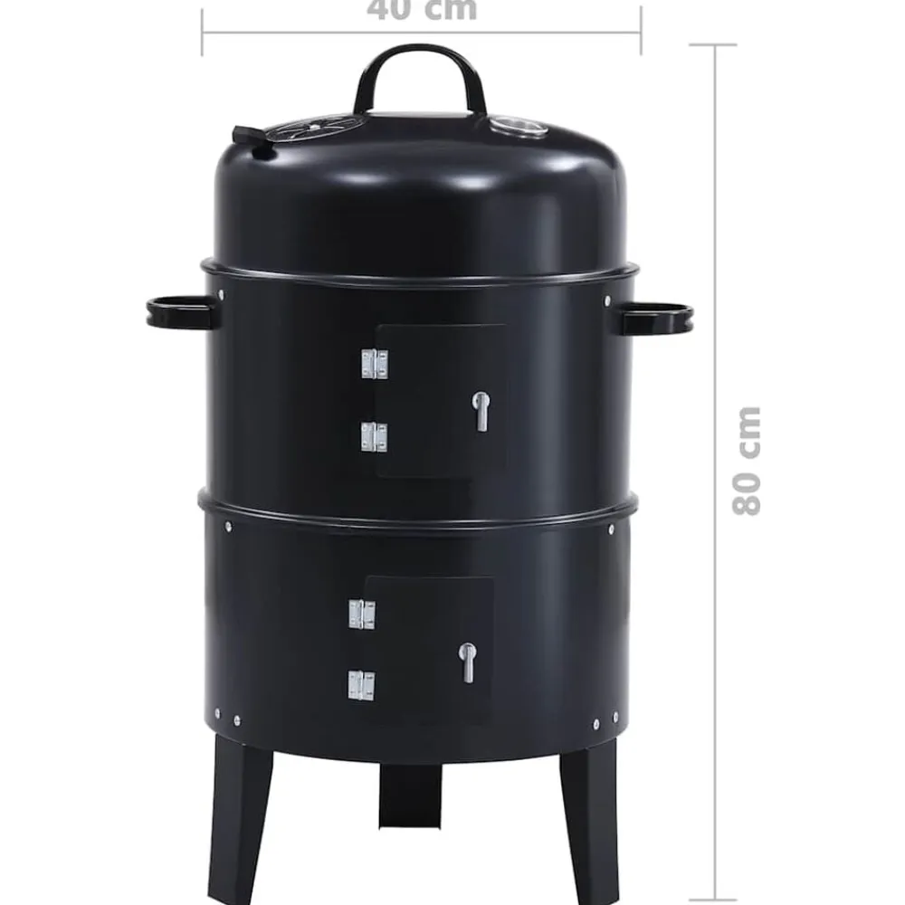 vidaXL Cocina Y Comedor-Barbacoa ahumador de carbón 3 en 1 40x80 cm