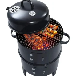 vidaXL Cocina Y Comedor-Barbacoa ahumador de carbón 3 en 1 40x80 cm