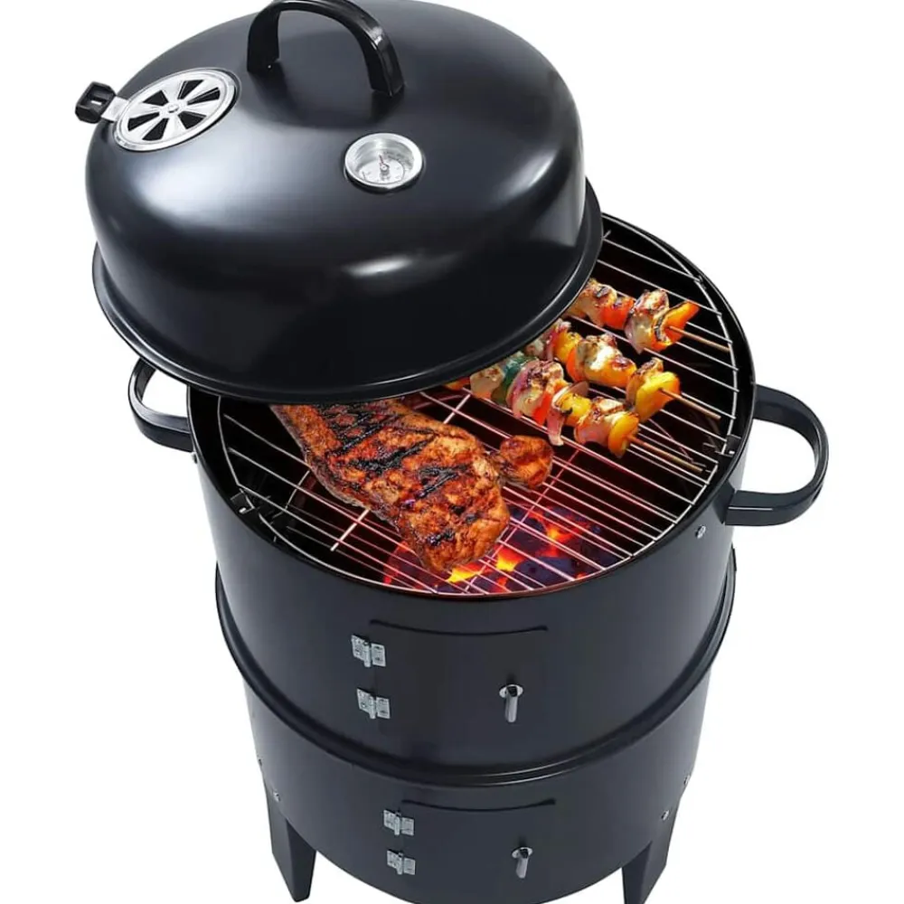 vidaXL Cocina Y Comedor-Barbacoa ahumador de carbón 3 en 1 40x80 cm