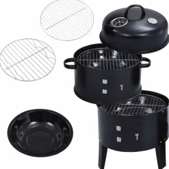 vidaXL Cocina Y Comedor-Barbacoa ahumador de carbón 3 en 1 40x80 cm