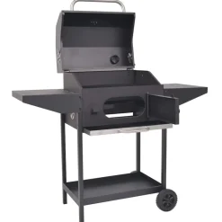 vidaXL Cocina Y Comedor-Barbacoa Ahumador al carbón con estante inferior negro