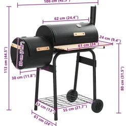 vidaXL Cocina Y Comedor-Barbacoa clásica de carbón con ahumador