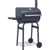 vidaXL Cocina Y Comedor-Barbacoa de carbón con ahumador y estante inferior negro