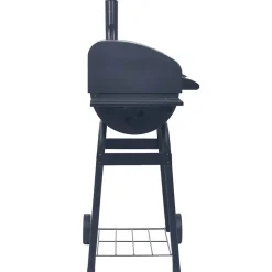 vidaXL Cocina Y Comedor-Barbacoa de carbón con ahumador y estante inferior negro