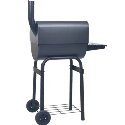 vidaXL Cocina Y Comedor-Barbacoa de carbón con ahumador y estante inferior negro