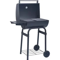 vidaXL Cocina Y Comedor-Barbacoa de carbón con ahumador y estante inferior negro