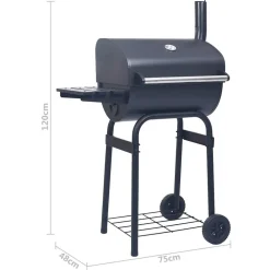vidaXL Cocina Y Comedor-Barbacoa de carbón con ahumador y estante inferior negro