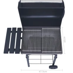 vidaXL Cocina Y Comedor-Barbacoa de carbón con ahumador y estante inferior negro