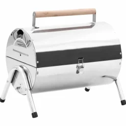 vidaXL Cocina Y Comedor-Barbacoa de carbón de sobremesa acero inoxidable doble parrilla