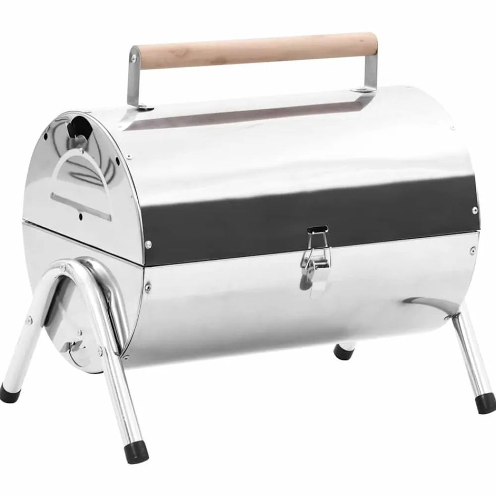 vidaXL Cocina Y Comedor-Barbacoa de carbón de sobremesa acero inoxidable doble parrilla