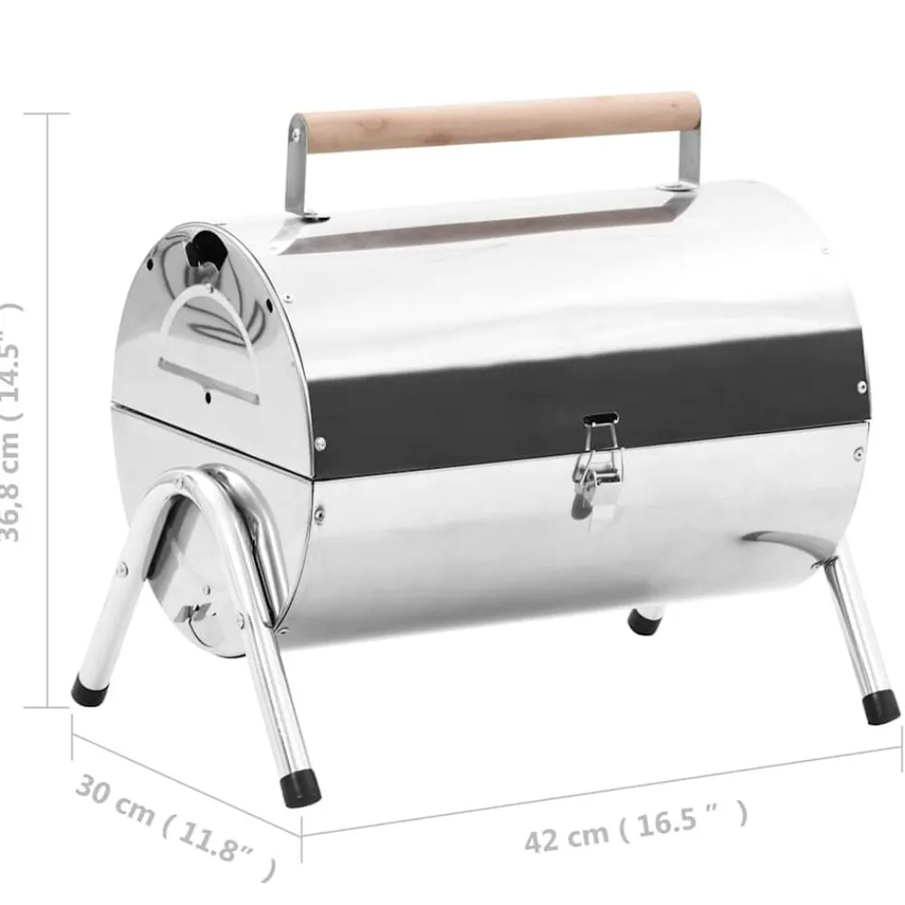vidaXL Cocina Y Comedor-Barbacoa de carbón de sobremesa acero inoxidable doble parrilla