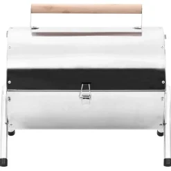 vidaXL Cocina Y Comedor-Barbacoa de carbón de sobremesa acero inoxidable doble parrilla