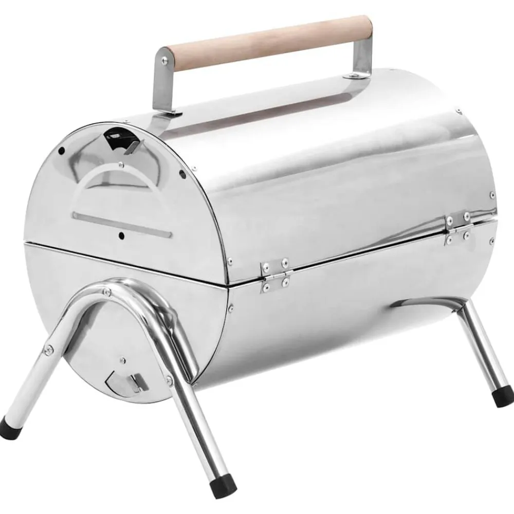 vidaXL Cocina Y Comedor-Barbacoa de carbón de sobremesa acero inoxidable doble parrilla