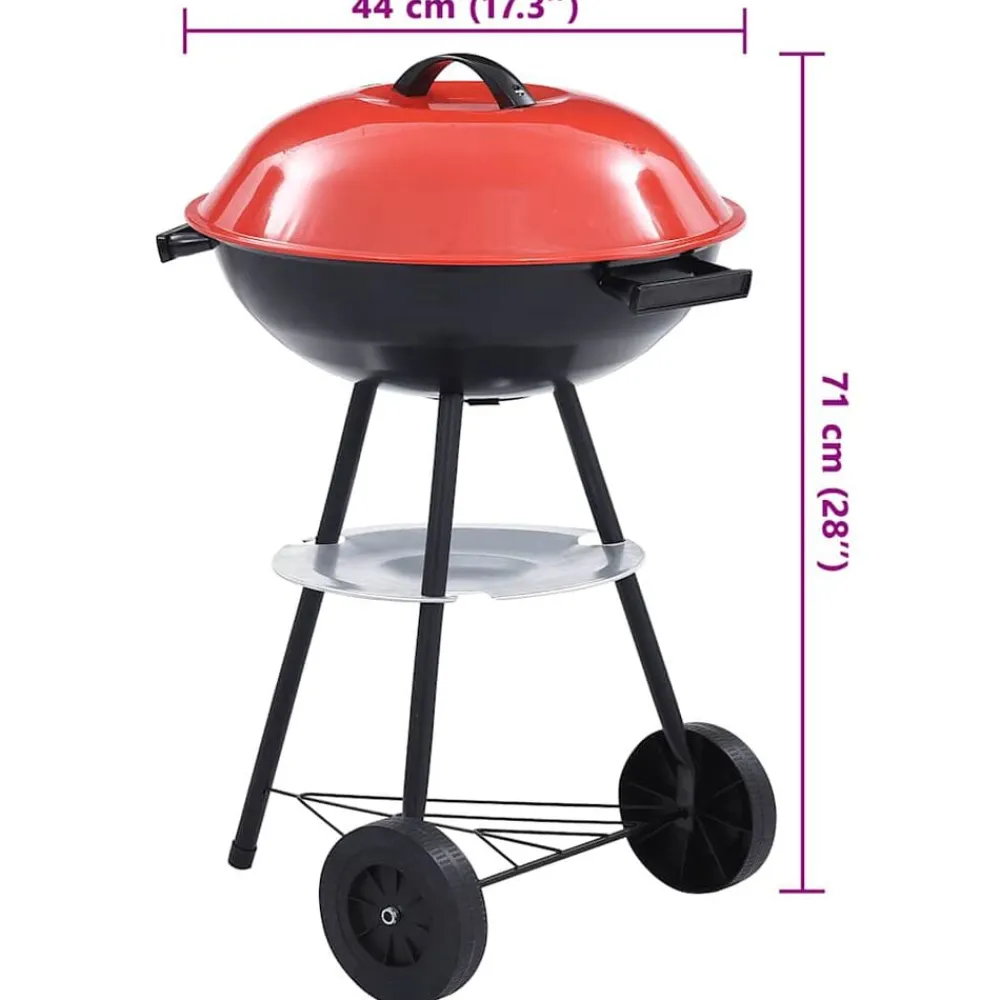 vidaXL Cocina Y Comedor-Barbacoa de carbón portátil con ruedas XXL 44 cm