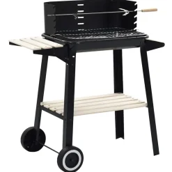 vidaXL Barbacoa de carbón con ruedas white shelf Clearance