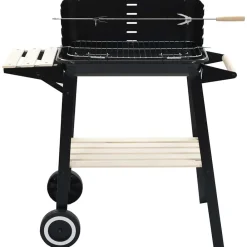 vidaXL Barbacoa de carbón con ruedas white shelf Clearance