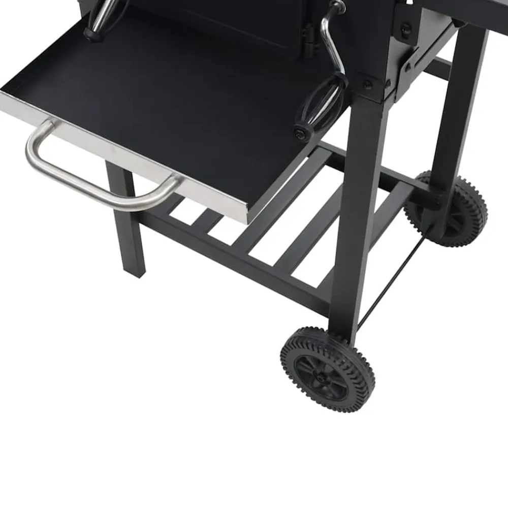 vidaXL Cocina Y Comedor-Barbacoa de carbón con estante inferior negra