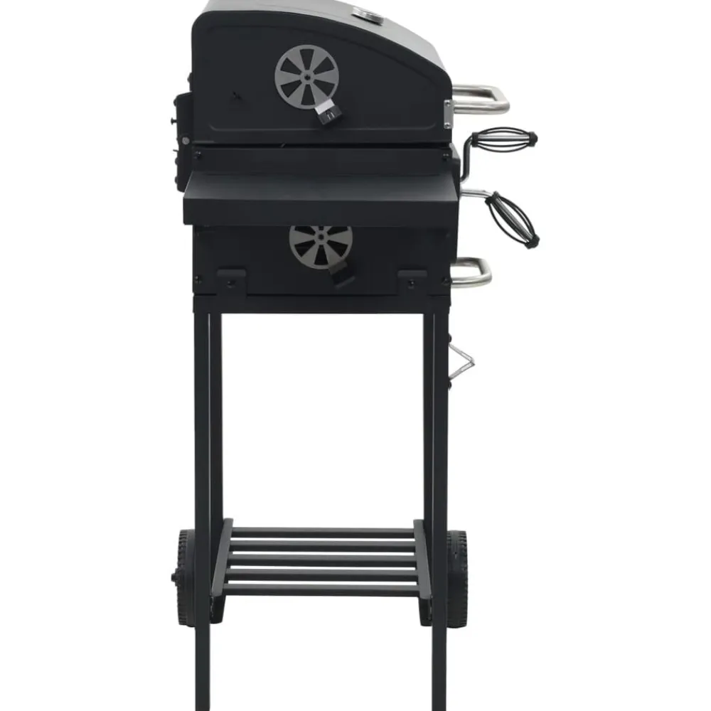 vidaXL Cocina Y Comedor-Barbacoa de carbón con estante inferior negra