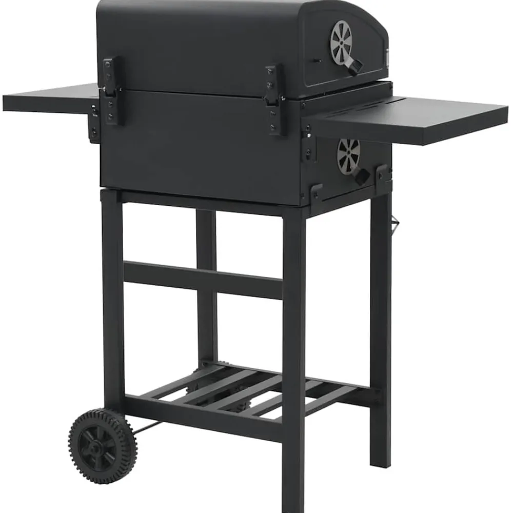 vidaXL Cocina Y Comedor-Barbacoa de carbón con estante inferior negra