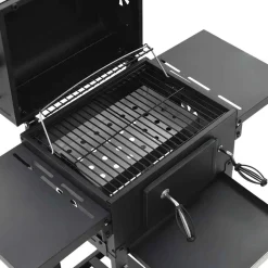 vidaXL Cocina Y Comedor-Barbacoa de carbón con estante inferior negra