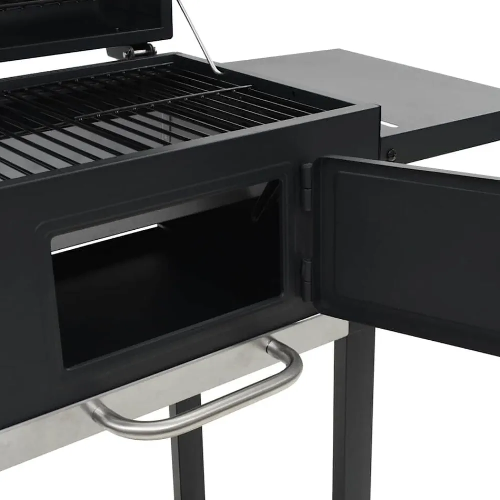 vidaXL Cocina Y Comedor-Barbacoa de carbón con estante inferior negra