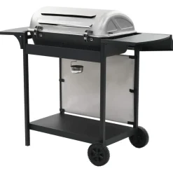 vidaXL Cocina Y Comedor-Barbacoa portátil de gas con 6 zonas plateada acero inoxidable