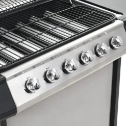 vidaXL Cocina Y Comedor-Barbacoa portátil de gas con 6 zonas plateada acero inoxidable