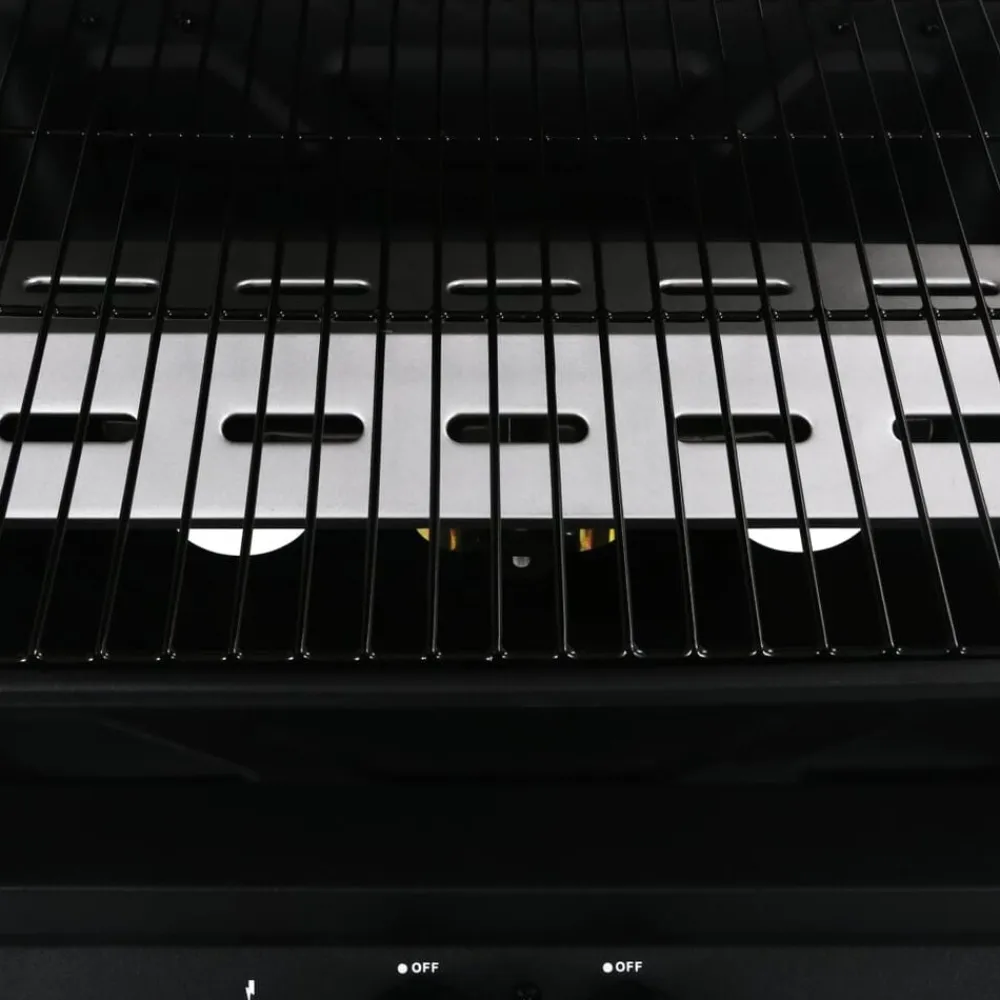 vidaXL Barbacoa portátil de gas con mesita de 3 estantes Negro Sale
