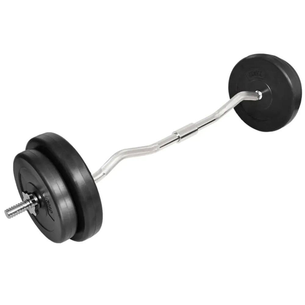 vidaXL Barra curl con pesas 30 kg Clearance