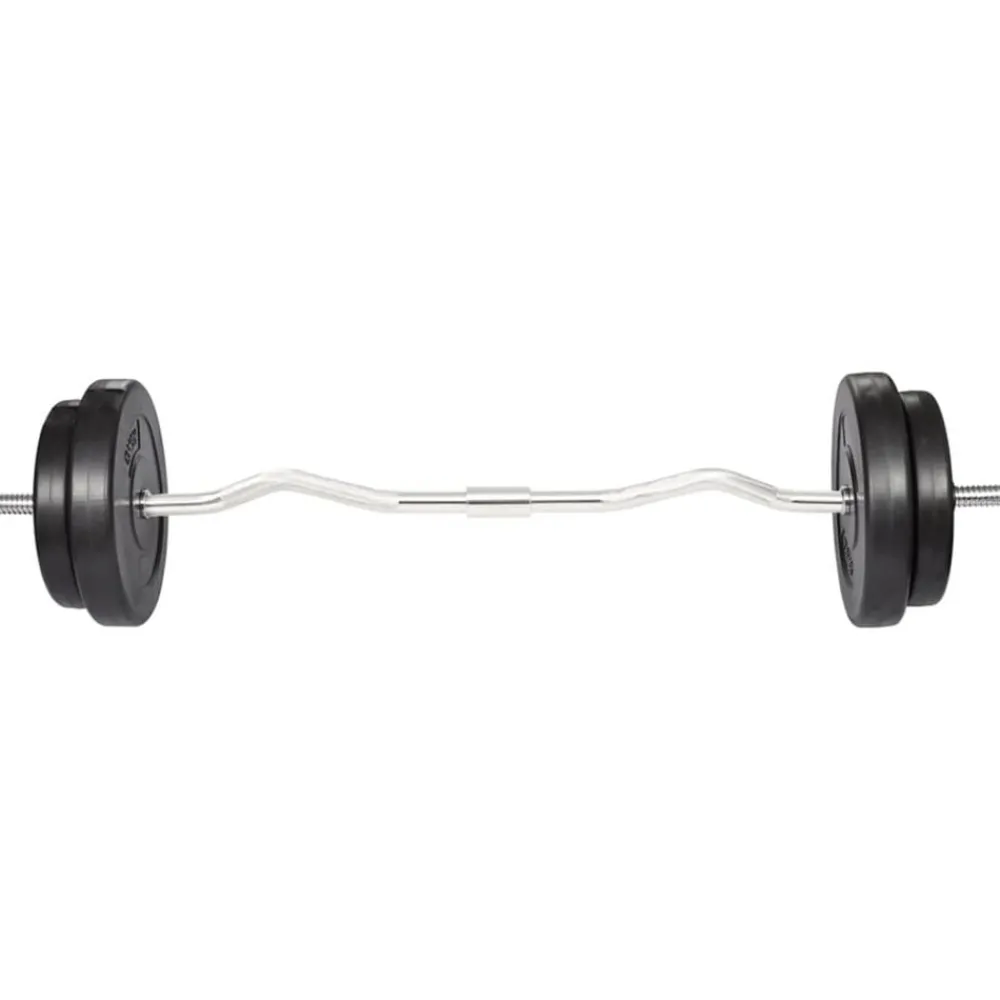 vidaXL Barra curl con pesas 30 kg Clearance