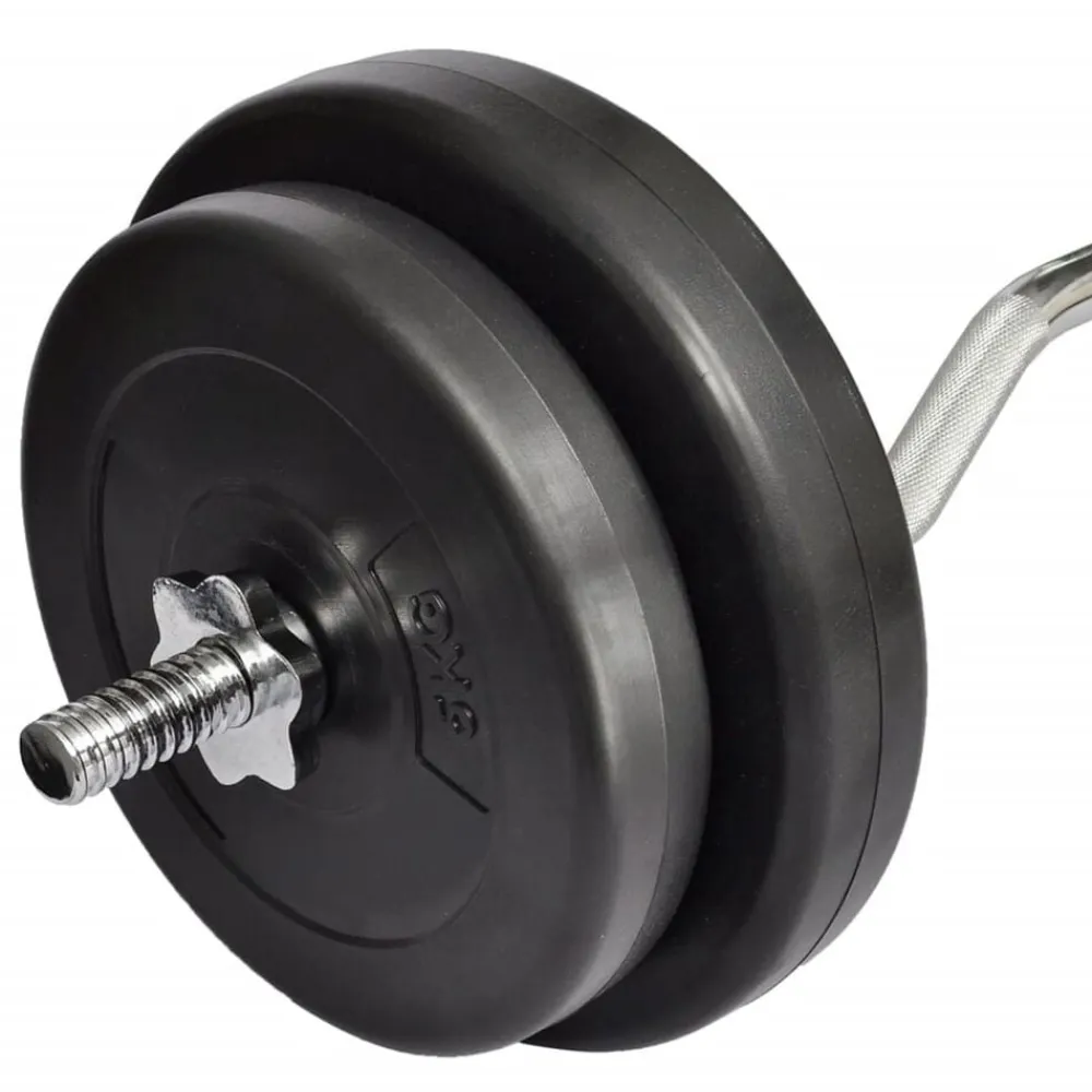 vidaXL Barra curl con pesas 30 kg Clearance