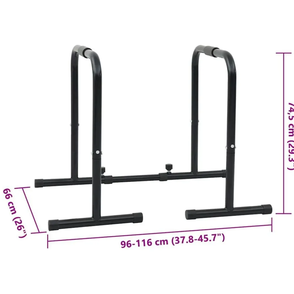 vidaXL Barra de Dips Manual Negro 116 x 66 x 74,5 cm Outlet
