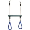 vidaXL Barra trapecio con anillas de gimnasia niños acero azul y verde Clearance