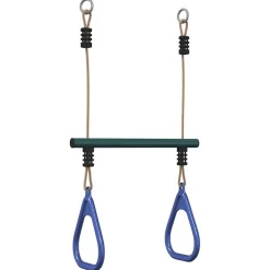 vidaXL Barra trapecio con anillas de gimnasia niños acero azul y verde Clearance