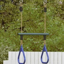 vidaXL Barra trapecio con anillas de gimnasia niños acero azul y verde Clearance