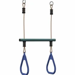 vidaXL Barra trapecio con anillas de gimnasia niños acero azul y verde Clearance