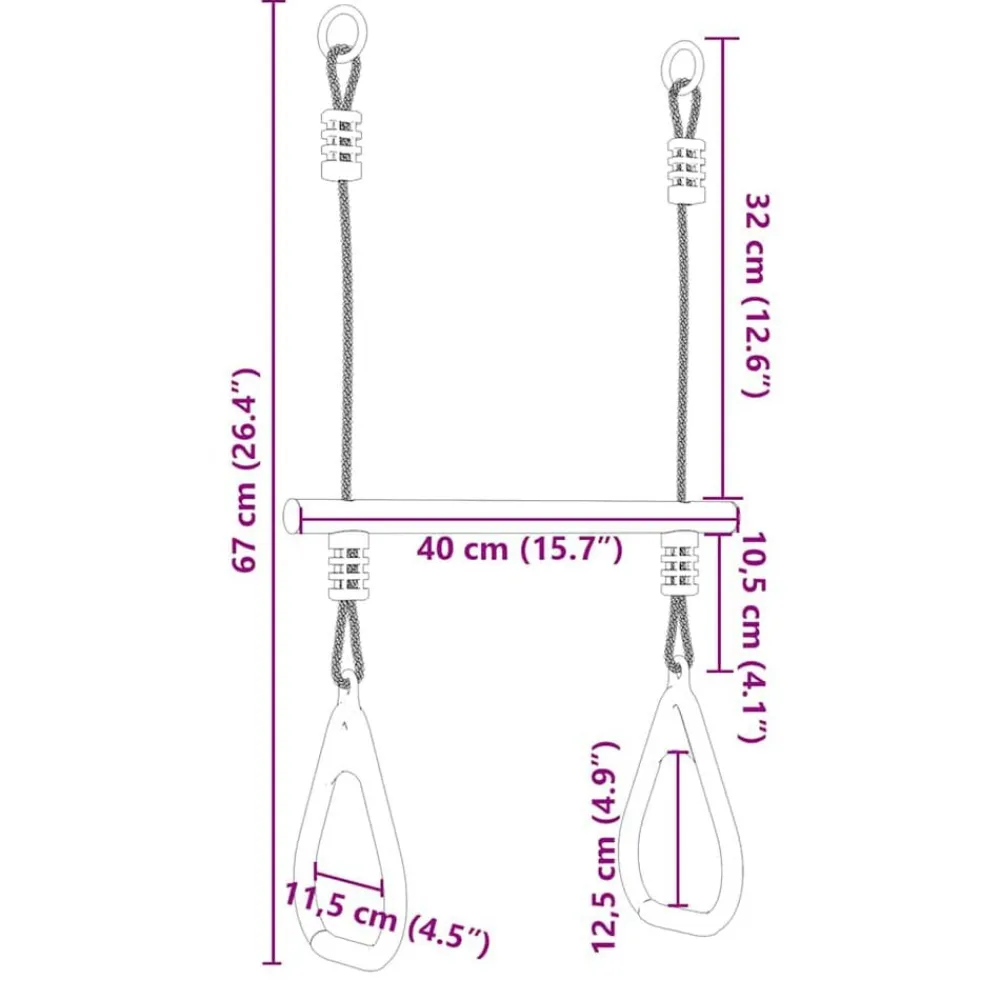 vidaXL Barra trapecio con anillas de gimnasia niños acero azul y verde Clearance