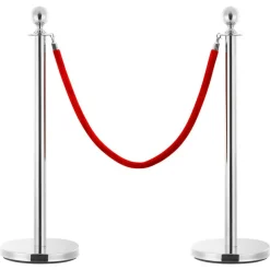 vidaXL Barrera portátil de colas VIP 3 pzas acero inoxidable Plateado