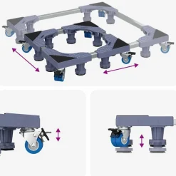 vidaXL Accesorios Para Electrodomésticos-Base para lavadora Manual Gris 66 x 66 x 12 cm Acero inoxidable