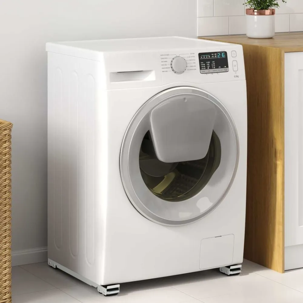 vidaXL Base para lavadora Manual 2 pcs Plateado 72 x 5 x 4,5 cm White New