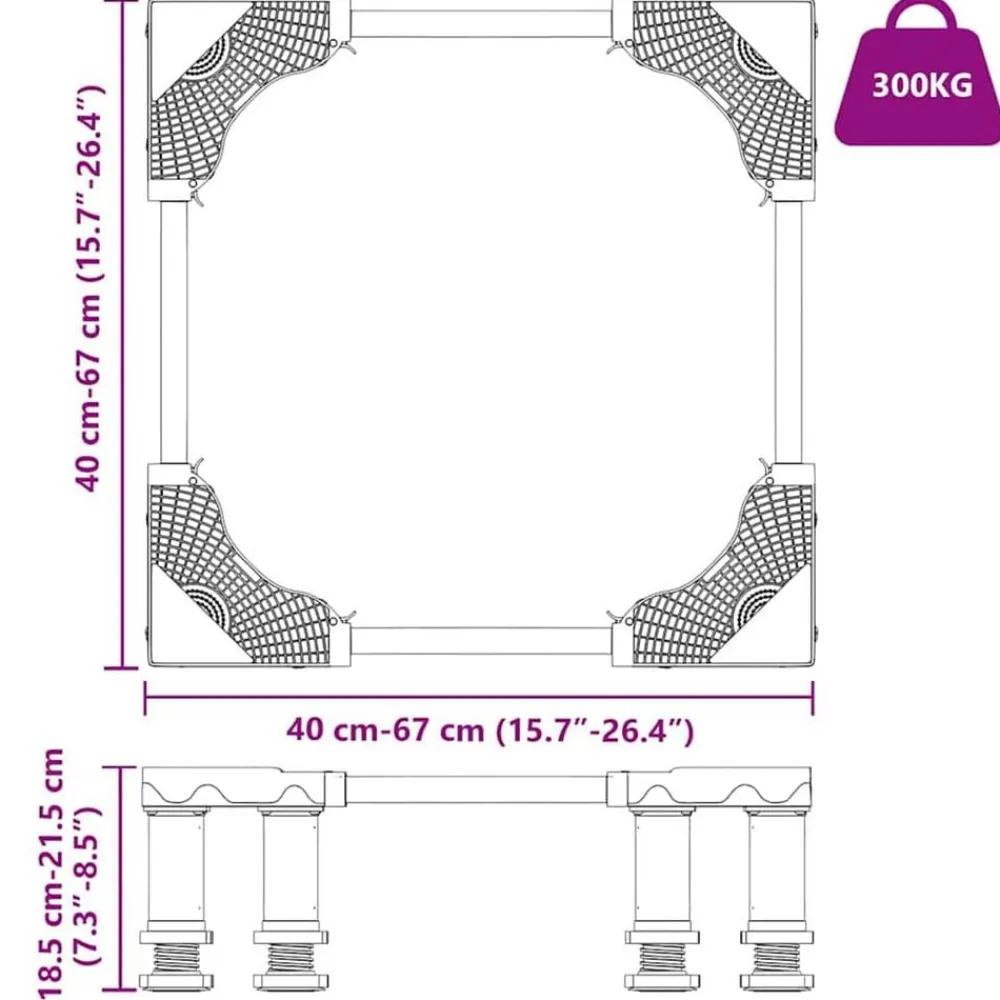 vidaXL Base para lavadora Gris 67 x 67 x 21,5 cm Acero inoxidable Clearance
