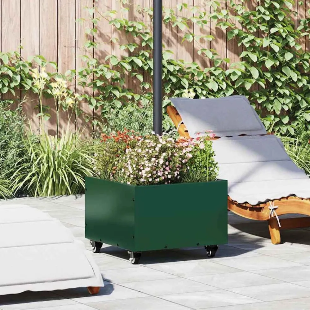 vidaXL Base para sombrilla Manual 45 x 45 x 45 cm Acero Verde Outlet