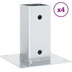 vidaXL Bases para postes cuadradas 4 uds. Plata 71x71 mm Plateado Best