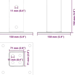 vidaXL Bases para postes cuadradas 4 uds. Plata 71x71 mm Plateado Best